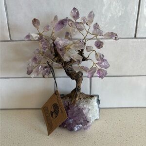Amethyst Tree of Life on Amethyst Base  8” H Purple Crystal Rock Wire Art